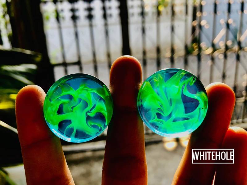 Plugs[Blau&reflektierender Grüner Rauch]-Plugs Custom/Plugs Smoke/Plugs Resin von WHITEHOLEDESIGN