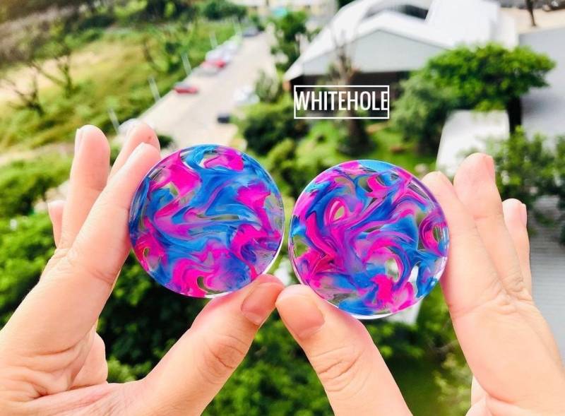 Plugs[Blue&pink Smoke]-Plugs Custom/Plugs Smoke/Plugs Resin von WHITEHOLEDESIGN
