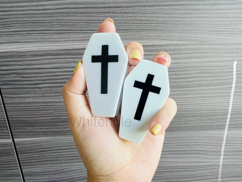Plugs Coffin[Black Cross/White] - Halloween /Plugs Custom/Plugs Rauch/Plugs Resin von WHITEHOLEDESIGN