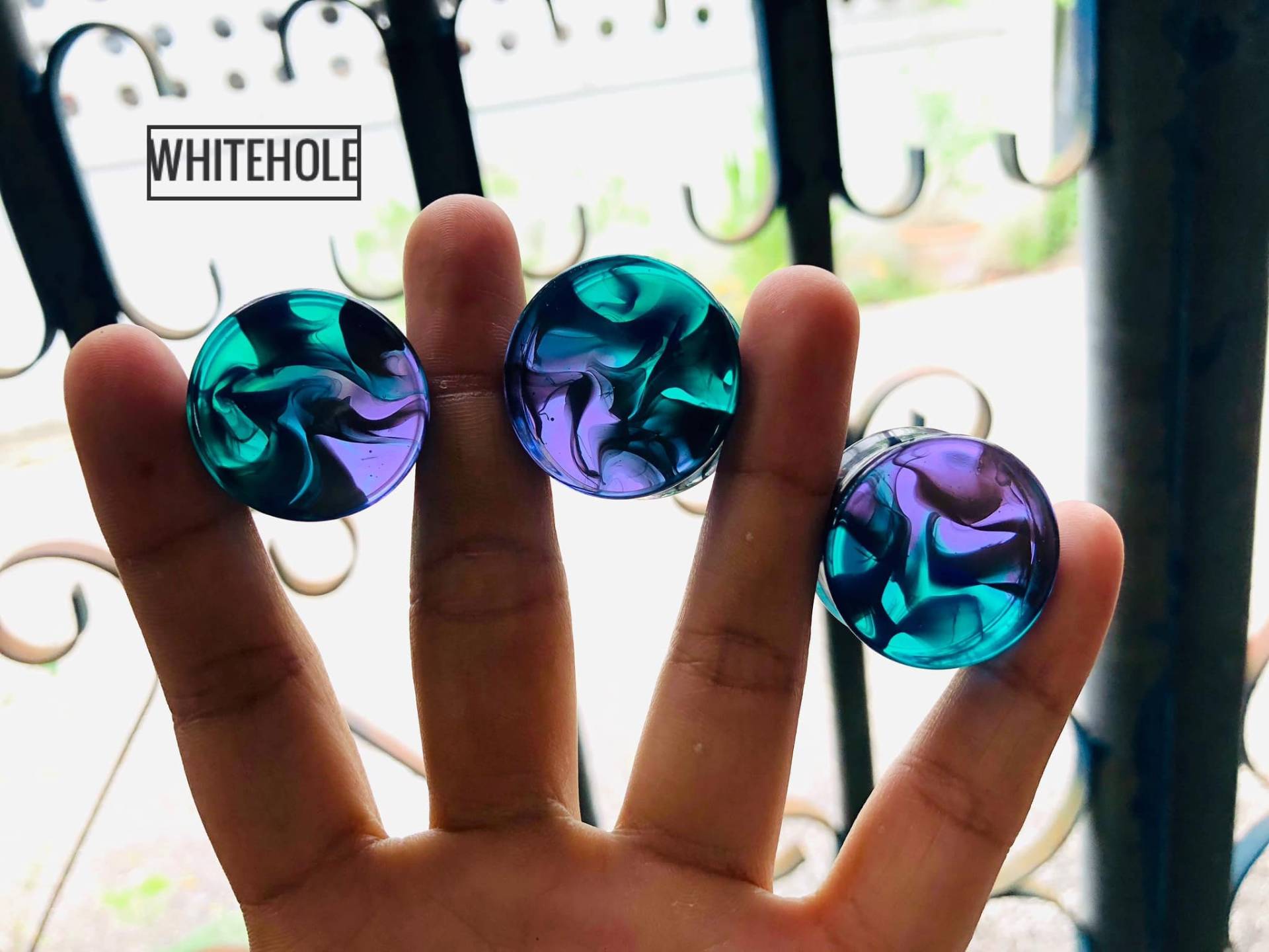 Plugs[Lila&grün/Schwarz Smoke]-Plugs Custom/Plugs Smoke/Plugs Resin von WHITEHOLEDESIGN