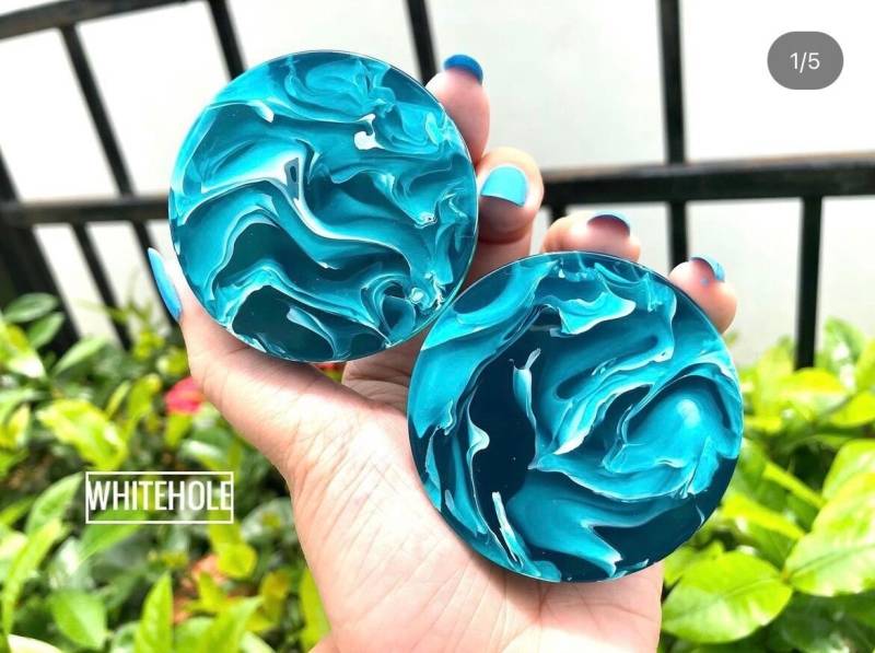 Plugs[Meergrün/Weißer Rauch]-Plugs Custom/Plugs Smoke/Plugs Resin von WHITEHOLEDESIGN