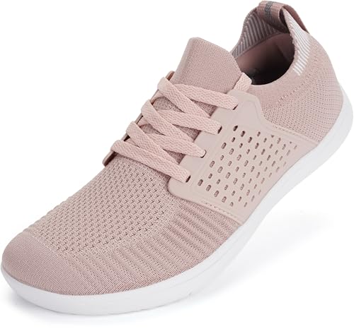 WHITIN Barfuss Schuhe Barfußschuhe Damen Barfuß Breite Weit Barfussschuhe Knit Barefoot Shoes Women Sneaker Walkingschuhe Hallenschuhe Gym Zero Drop Rosa 42 EU von WHITIN