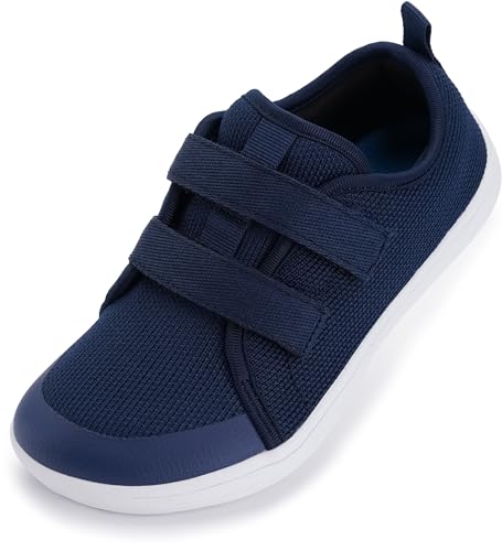 WHITIN Barfußschuhe Kinder Barfussschuhe Jungen Breite Weit Barfuß Barfuss Schuhe Barefoot Shoes Sneaker Boy Klettverschluss Walkingschuhe Outdoor Blau 34 EU von WHITIN