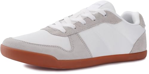 WHITIN Damen Barfußschuhe mit breiter Zehenbox, Zero Drop, modischer Patchwork-Design, Sneaker, GRAU, 40 EU Weit von WHITIN