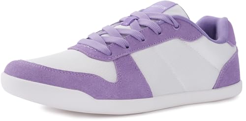 WHITIN Damen Barfußschuhe mit breiter Zehenbox, Zero Drop, modischer Patchwork-Design, Sneaker, Violett, 37.5 EU Weit von WHITIN