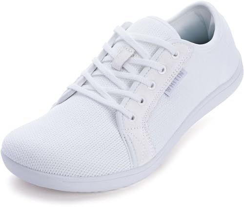 WHITIN Herren Damen Knit Barfußschuhe Barfussschuhe Barfuss Schuhe Barfuß Sneaker Barefoot Shoes Minimalschuhe Outdoor Hallenschuhe Weit Sommer Frau Weiß 37 EU von WHITIN