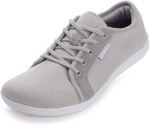 WHITIN Herren Damen Knit Barfußschuhe Barfussschuhe Barfuss Schuhe Barfuß Sneaker Barefoot Shoes Minimalschuhe Minimalistische Hallenschuhe Outdoor Grau 38 EU von WHITIN