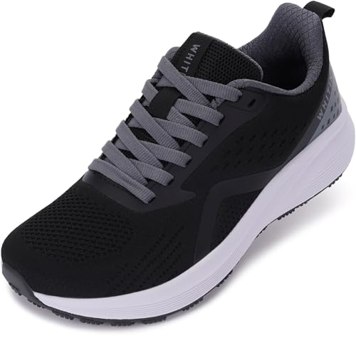 WHITIN Damen Laufschuhe Sneaker Schuhe Sportschuhe Breite Weit Turnschuhe Straßenlaufschuhe Hallenschuhe Freizeitschuhe Jogging rutschfest Schwarz Grau 41 EU von WHITIN