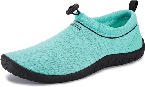 WHITIN Damen Wasserschuhe Aquaschuhe Frauen Badeschuhe Outdoor rutschfest Schwimmschuhe Surfschuhe Strandschuhe Wasser Schuhe Grün Größe 38 von WHITIN