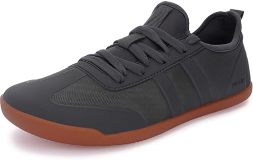 WHITIN Herren Barfußschuhe Sommer Breite Barfuss Schuhe Weit Barfuß Sneaker Atmungsaktiv Freizeitschuhe Zero Drop Hallenschuhe Outdoor Leicht Dunkel Grau 44 EU von WHITIN