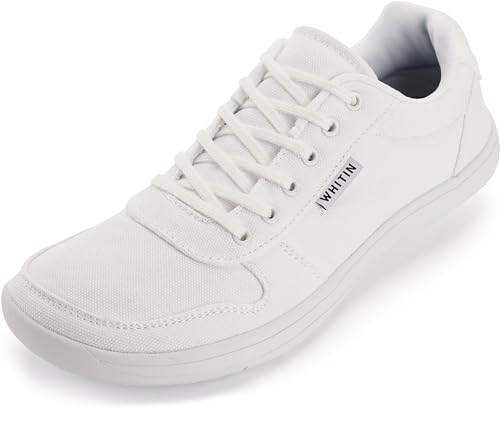 WHITIN Herren Damen Barfußschuhe Barfussschuhe Barfuss Schuhe Barfuß Sneaker Canvas Barefoot Shoes Minimalistische Breite Hallenschuhe Freizeitschuhe Weiß 41 EU von WHITIN