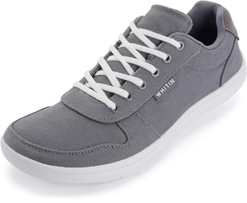 WHITIN Herren Damen Barfußschuhe Barfussschuhe Barfuss Schuhe Barfuß Sneaker Canvas Barefoot Shoes Minimalistische Breite Zehenschuhe Fitness Sommer Grau 39 EU von WHITIN