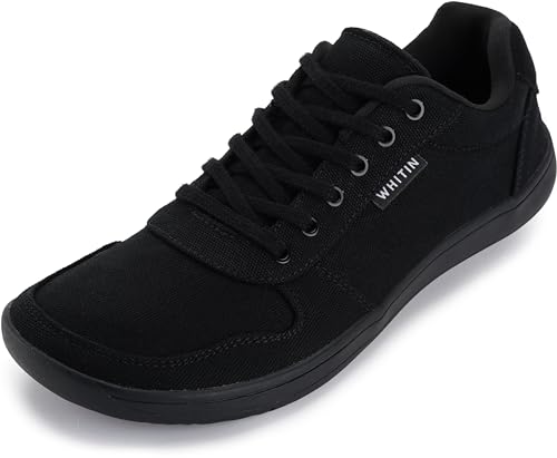 WHITIN Herren Damen Barfußschuhe Barfussschuhe Barfuss Schuhe Barfuß Sneaker Canvas Barefoot Shoes Minimalistische Weit Zehenbox Freizeit Sommer Schwarz 44 EU von WHITIN