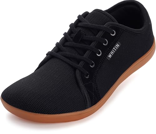 WHITIN Barfußschuhe Herren Barfussschuhe Barfuss Schuhe Breite Barfuß Sneaker Knit Barefoot Shoes Minimalistische Zehenschuhe Extra Weit Indoor Schwarz 46 EU von WHITIN