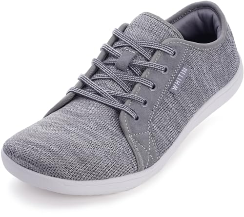 WHITIN Barfußschuhe Herren Barfussschuhe Barfuss Schuhe Breite Barfuß Sneaker Knit Barefoot Shoes Minimalistische Weit Zehen Trainingschuhe Tief Grau 47 EU von WHITIN