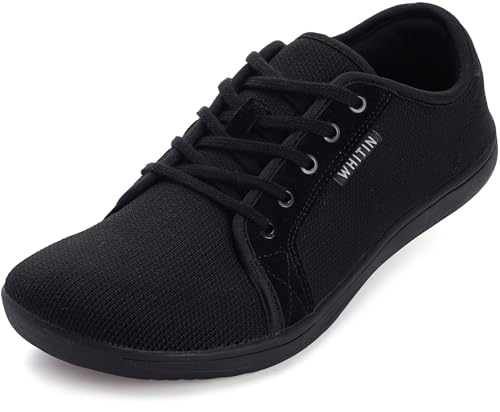 WHITIN Barfußschuhe Herren Barfussschuhe Barfuss Schuhe Breite Barfuß Sneaker Knit Barefoot Shoes Minimalschuhe Trail Laufschuhe Weit rutschfest Schwarz 47 EU von WHITIN
