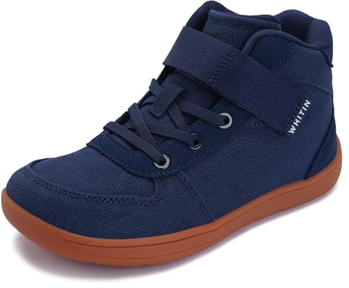 WHITIN High Top Jungen Mädchen Breite Barfußschuhe + Zero Drop + Minimalistischer Sneaker für kleine/große Kinder, Blue Gum, 4 Wide Big Kid von WHITIN