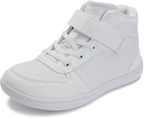 WHITIN High Top Jungen Mädchen Breite Barfußschuhe + Zero Drop + Minimalistischer Sneaker für kleine/große Kinder, Farbe: Weiß, 12 Wide Little Kid von WHITIN