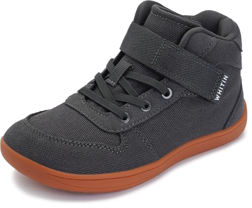 WHITIN High Top Jungen Mädchen Breite Barfußschuhe + Zero Drop + Minimalistischer Sneaker für kleine/große Kinder, Graugummi, 13 Wide Little Kid von WHITIN