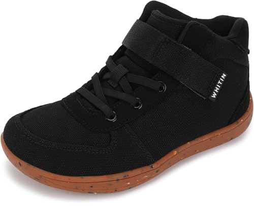 WHITIN High Top Jungen Mädchen Breite Barfußschuhe + Zero Drop + Minimalistischer Sneaker für kleine/große Kinder, Schwarz Multi, 12 Wide Little Kid von WHITIN