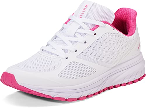 WHITIN Laufschuhe Damen Herren Sportschuhe Straßenlaufschuhe Hallenschuhe Sneakers Jungen Joggingschuhe Turnschuhe Fitnessschuhe Schicke Schuhe Weiß Rosa Größe 43 von WHITIN