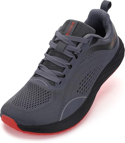 WHITIN Laufschuhe Herren Extra Breite Weit Schuhe Zero Drop Sneaker Turnschuhe Joggingschuhe Straßenlaufschuhe Walkingschuhe Low-Top Gym-Training Grau 42 EU von WHITIN