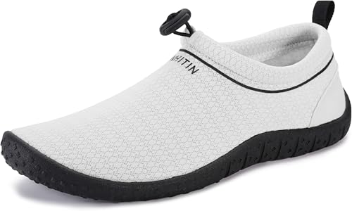 WHITIN Wasserschuhe für Herren Damen Aquaschuhe Badeschuhe Bequeme Männer Schwimmschuhe Surfschuhe Strandschuhe Wasser Schuhe Hellgrau Größe 45 von WHITIN