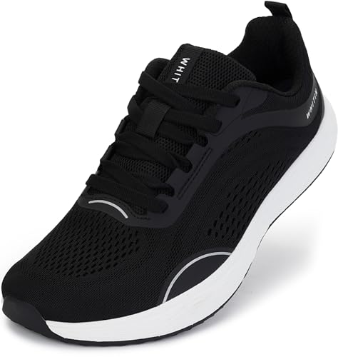 Whitin Herren-Laufschuhe mit Zero-Drop und breiter Zehenbox, Schwarz Weiß, 47 EU von WHITIN