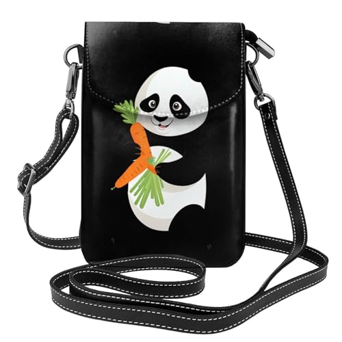 WHJSSF Kleine Handy-Geldbörse, 19,3 x 12,4 cm, Panda-Ziehkarotten, bedrucktes Leder, Crossbody-Klappe, Handytasche für Damen, perfekt für Spaziergänge, Camping von WHJSSF