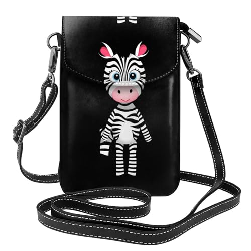 WHJSSF Kleine Handy-Geldbörse, 19,3 x 12,4 cm, niedliches Zebra-Puppe, bedrucktes Leder, Crossbody-Klappe, Handytasche für Damen, perfekt für Spaziergänge, Camping von WHJSSF