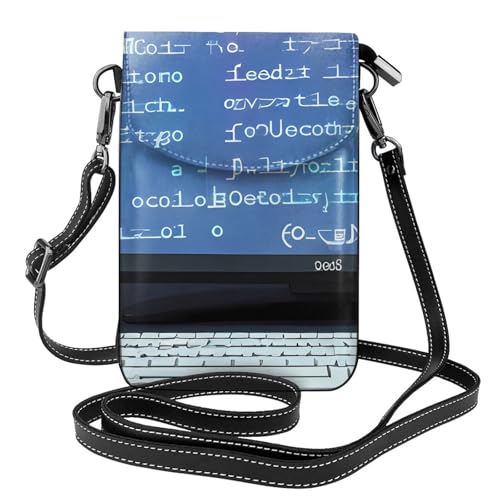 Whjssf Kleine Handy-Geldbörse, 19,3 x 12,4 cm, Programmiercode, gedrucktes Leder, Crossbody-Klappe, Handytasche für Damen, perfekt für Spaziergänge, Camping von WHJSSF