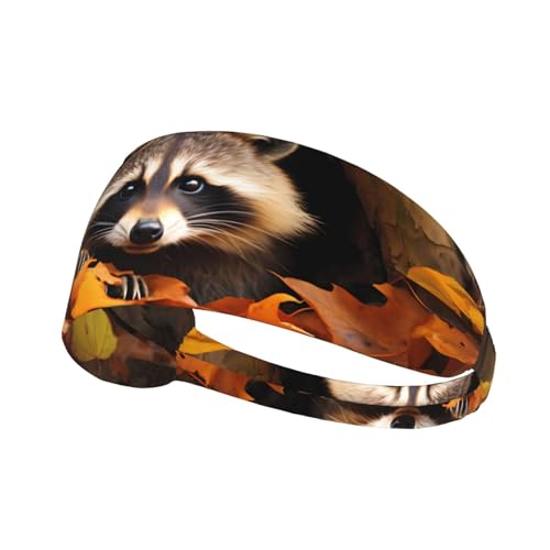 WHJWXC Elastisches Übungs-Stirnband mit Waschbär im Herbstbaum, Kopfband, Stirnband für Damen und Herren, Haarband für Yoga, Fitness von WHJWXC