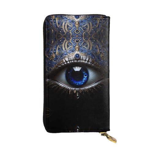 WHJWXC Leder Geldbörse 19,0 x 10,5 cm - Stilvolle und langlebige Geldbörse für Damen mit mehreren Fächern und Reißverschluss-Design Böser Blick Muster, Schwarz, Einheitsgröße, Schwarz , Einheitsgröße von WHJWXC