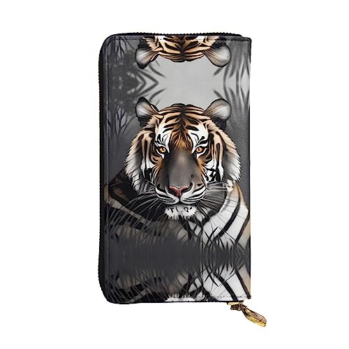 WHJWXC Leder Geldbörse 19,0 x 10,5 cm - Stilvolle und langlebige Geldbörse für Damen mit mehreren Fächern und Reißverschluss-Design Tiger at Rest Muster, Schwarz, Einheitsgröße, Schwarz , WHJWXC Leder Geldbörse 19,0 x 10,5 cm - Stilvolle und langlebige Geldbörse für Damen mit mehreren Fächern und Reißverschluss-Design Tiger at Rest Muster, Schwarz, Einheitsgröße, Schwarz , von WHJWXC
