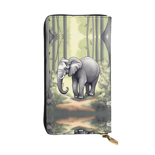 WHJWXC Leder Geldbörse 19,0 x 10,5 cm - Stilvolle und langlebige Geldbörse für Damen mit mehreren Fächern und Reißverschluss-Design Walking Elefant Muster, Schwarz, Einheitsgröße, Schwarz , WHJWXC Leder Geldbörse 19,0 x 10,5 cm - Stilvolle und langlebige Geldbörse für Damen mit mehreren Fächern und Reißverschluss-Design Walking Elefant Muster, Schwarz, Einheitsgröße, Schwarz , von WHJWXC