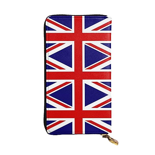 Damen Clutch mit großem Fassungsvermögen, Kreditkarte, Bargeld, Münzen, Multi-Slot, Reißverschluss, Aufbewahrungstasche, UK-Flagge, Leder, lange Geldbörse, Schwarz , Einheitsgröße von WHJYCC