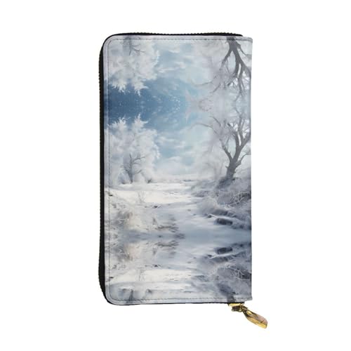 Damen Clutch mit großem Fassungsvermögen, Kreditkarte, Bargeld, Münzen, Multi-Slot, Reißverschluss, Aufbewahrungstasche, weißes Schnee-Leder, lange Geldbörse, Schwarz , Einheitsgröße von WHJYCC