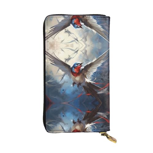 Damen Clutch mit großem Fassungsvermögen, Kreditkarte, Bargeld, Münzen, Multi-Slot-Geldbörse, Reißverschluss-Aufbewahrungstasche, Illustrationen von Küken, Leder, lange Geldbörse, Schwarz , von WHJYCC