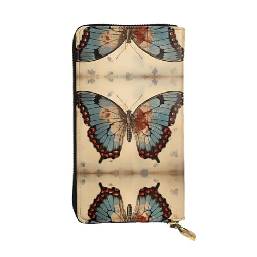 Damen Große Kapazität Clutch Kreditkarte Bargeld Münze Multi-Slot Geldbörse Reißverschluss Aufbewahrungstasche Amerikanische Karte Schmetterling Leder Lange Geldbörse, Schwarz , Einheitsgröße von WHJYCC
