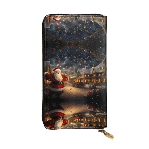 Damen Große Kapazität Clutch Kreditkarte Bargeld Münze Multi-Slot Geldbörse Reißverschluss Aufbewahrungstasche Die Magie von Weihnachten Leder Lange Geldbörse, Schwarz , Einheitsgröße von WHJYCC