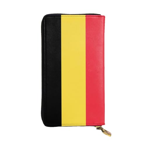 Damen Große Kapazität Clutch Kreditkarte Bargeld Münze Multi-Slot Geldbörse Reißverschluss Aufbewahrungstasche Flagge Belgien Leder Lange Geldbörse, Schwarz , Einheitsgröße von WHJYCC
