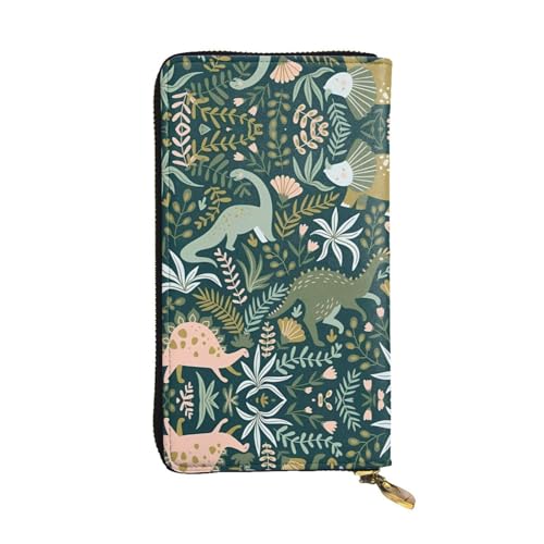 Damen Große Kapazität Clutch Kreditkarte Bargeld Münze Multi-Slot Geldbörse Reißverschluss Aufbewahrungstasche Niedliche Dinosaurier Leder Lange Geldbörse, Schwarz , Einheitsgröße von WHJYCC