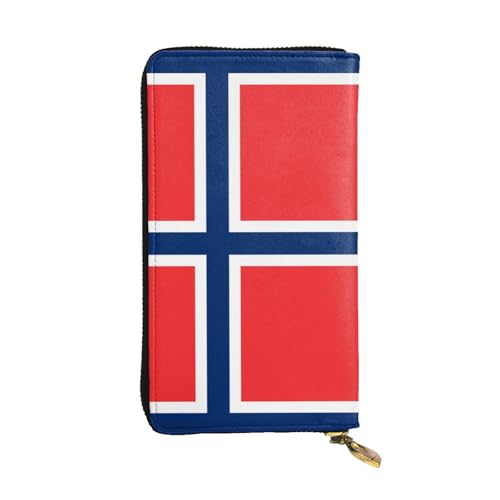 Damen Große Kapazität Clutch Kreditkarte Bargeld Münze Multi-Slot Geldbörse Reißverschluss Aufbewahrungstasche Norwegische Flagge Leder Lange Geldbörse, Schwarz , Einheitsgröße von WHJYCC