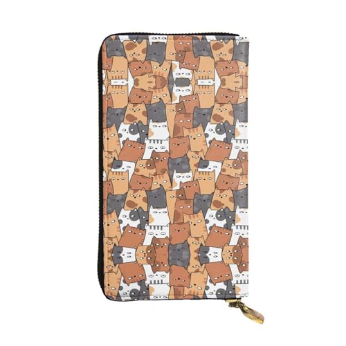 Damen Große Kapazität Clutch Kreditkarte Bargeld Münze Multi-Slot Geldbörse Reißverschluss Aufbewahrungstasche Orange Katzen Leder Lange Geldbörse, Schwarz , Einheitsgröße von WHJYCC