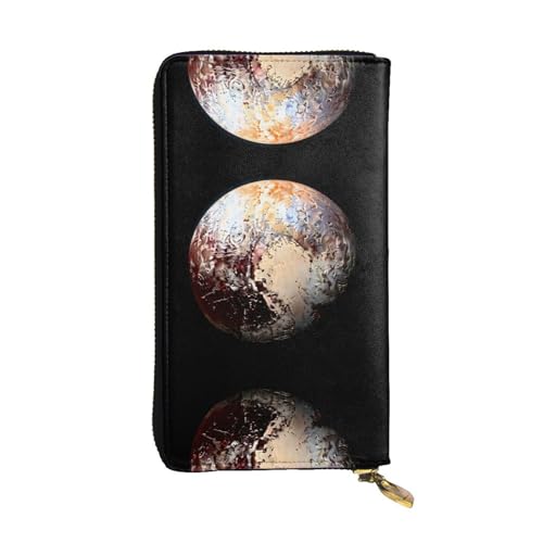 Damen Große Kapazität Clutch Kreditkarte Bargeld Münze Multi-Slot Geldbörse Reißverschluss Aufbewahrungstasche Pluto Image Leder Lange Geldbörse, Schwarz , Einheitsgröße von WHJYCC