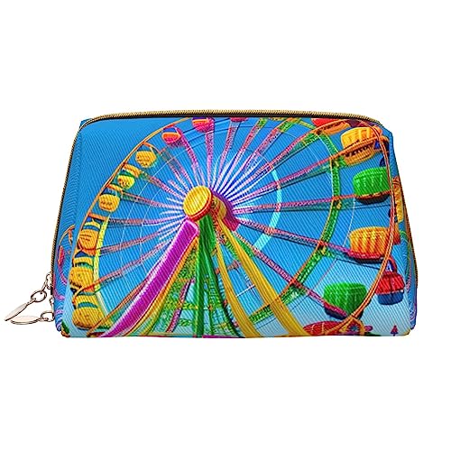 WHJYCC corlorful park Kosmetiktasche, Große wasserdichte Kosmetiktasche aus Leder, tragbare Kulturtasche für Frauen mit Reißverschluss, Reiseutensilien, Weiß, Einheitsgröße, weiß, Einheitsgröße von WHJYCC