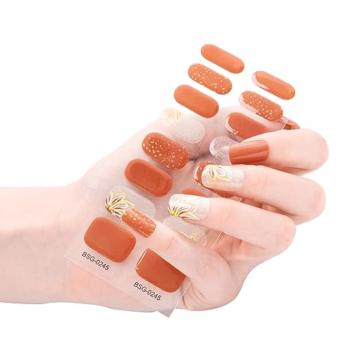 Halb ausgehärtete Gel-Nagellack-Streifen, selbstklebende Gel-Kunst-Aufkleber, dauerhafte Gel-Wraps, Aufkleber mit Feile von WHKM