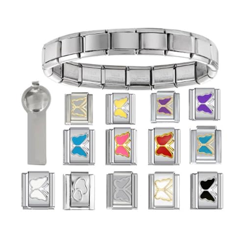 WHKM Italienisches Armband Link Connectors Schmuckzubehör Edelstahltextur Geeignet Für Schmuckliebhaber Edelstahl Charmalme Armband Set Geeignet von WHKM