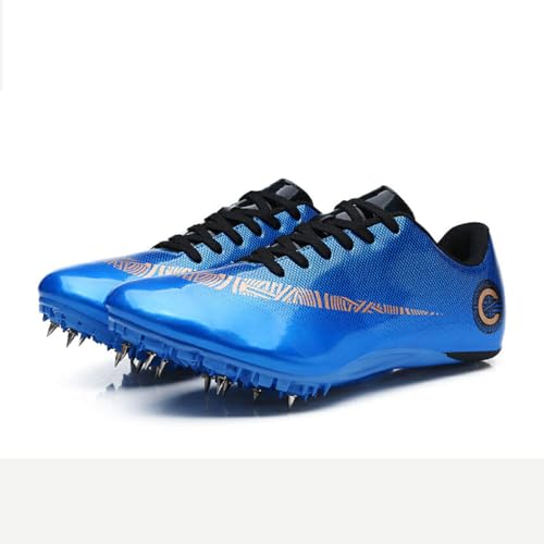 Leichtathletik-Schuhe Herren Damen Atmungsaktiv Spikes Sprint Sprint Shoes -Schuhe 8 Nägel Mittelstrecken-Laufschuhe Leichtathletikschuhe Jugendsportschuhe,Blue-35 von WHLWDH