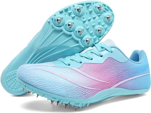 Männer Frauen Laufschuhe Leichtathletik Schuh Nagel Spikes Schuhe Kinder, Track Wettbewerb Jungen für Training Langstreckenlauf,Pink-39 von WHLWDH